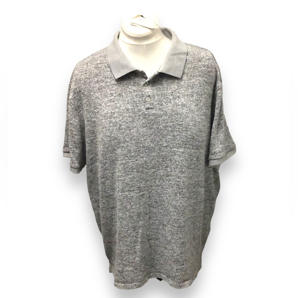 Truth by Republic Mens Short Sleeve Textured Polo Shirt, Gray, size XL